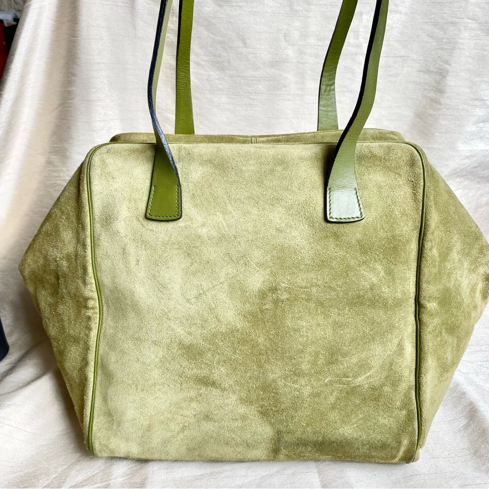 Bally Kidrona Olive Green Suede Tote Bag